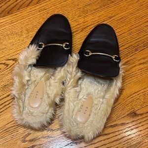 a new day Black Fur-Lined Mules